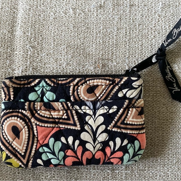 Vera Bradley Handbags - Vera Bradley Black Multi Floral Quilted Wristlet Coin Purse